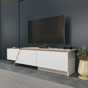 Zonas 180 Cm Modern Unique Design tv Stand tv Cabinet tv Unit With 3 Cabinets - White And Cordoba - White and Cordoba - Decorotika