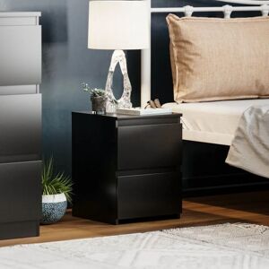 Home Discount - Denver 2 Drawer Bedside Table Cabinet Chest Nightstand Bedroom Furniture, Black