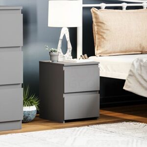Home Discount - Denver 2 Drawer Bedside Table Cabinet Chest Nightstand Bedroom Furniture, Grey