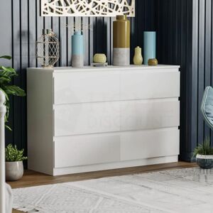 HOME DISCOUNT Denver 6 Drawer Chest of Drawers Bedroom Storage Furniture, White