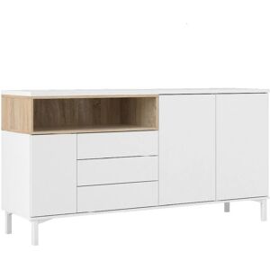 FURNITURE TO GO Roomers Sideboard 3 Drawers 3 Doors in White and Oak