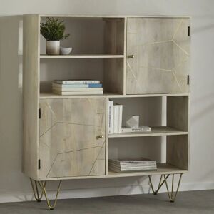 VERTYFURNITURE Display Unit with Shelves and Cupboards Dallas Light Mango - Light Wood