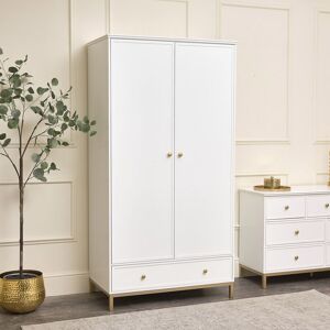 MELODY MAISON Double Wardrobe - Aisby White Range - White, Gold