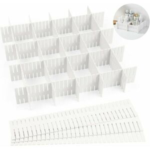 HOOPZI Drawer Dividers, Drawer Organizer, Adjustable Drawer Dividers, Adjustable Drawer Organizer, 12 Pieces Drawer Dividers White Closet Underwear Sock