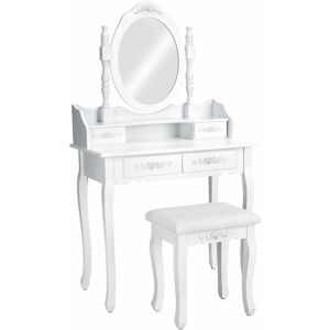 Tectake - Dressing table with mirror and stool in an antique look - chest of drawers, dressing table mirror, white dressing table - white