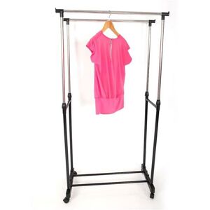 QHJ Dual-bar Vertical & Horizontal Stretching Stand Clothes Rack with Shoe Shelf