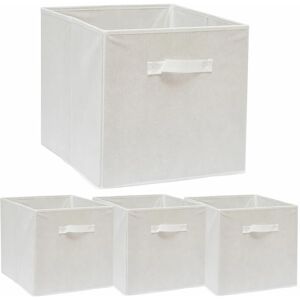 Dunedesign 4 Kallax Storage Boxes 33x38x33 Cubes with Handle Foldable Box Inserts White - weiss