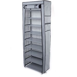 Famiholld - Dustproof 10 Layer 27 Pair Shoes Cabinet Storage Organizer Shoe Rack Stand - Grey - Grey
