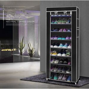 FAMIHOLLD Dustproof 10 Layer 27 Pair Shoes Cabinet Storage Organizer Shoe Rack Stand - Black - Black