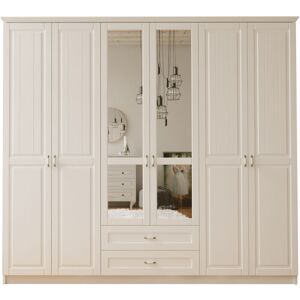 EVUHOME Ecu 3 Door 2 Drawer White Wardrobe - White