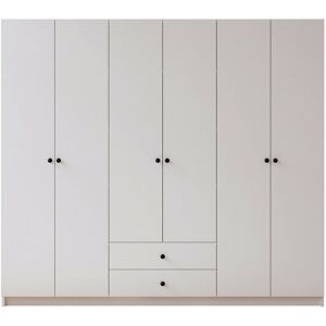 EVUHOME Ecu 6 Door 2 Drawer White Wardrobe - White