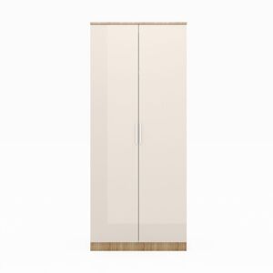 Elegant - 2 Doors Wardrobe with Soft Close Hinge Cream/oak High Gloss Bedroom Furniture