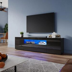 Elegant - 1800mm Modern Black High Gloss tv Stand Cabinet with led Ambient Lights Living Room Cabinet Media Stand Furntiure for 32'-70' Flat Screen