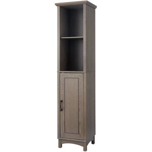 Teamson Home - Russell Wooden Bathroom Linen Tower Storage Cabinet 33 cm x 38 cm x 159.4 cm With Open Shelves & Door Salt Oak EHF-F0012 - Salt Oak