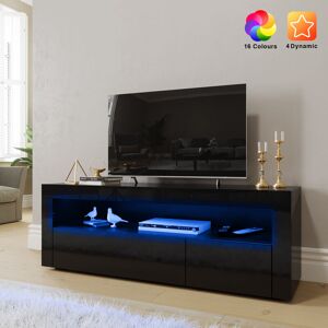 Tv Stand Unit Black High Gloss 1200mm tv Cabinet with Modern led Entertainment Center for Living Room Bedroom - Elegant