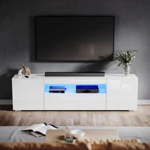 Elegant - tv Stand 1800mm White High Gloss tv Cabinet with led Lights Entertainment Unit Cupboard for 50 52 55 60 65 70 inch 4k tv Living Room and