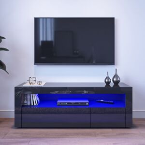 Elegant - tv Stand tv Unit Modern led Entertainment Center High Gloss with Storage 1200mm Black tv Cabinet