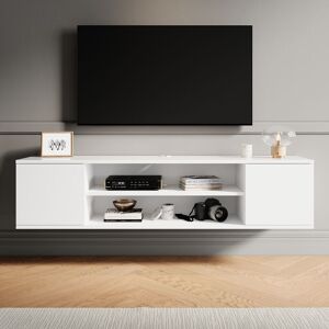 Elegant - White Floating tv Stands Wall Mounted tv Entertainment Center Wood Wall Storage Cabinet for Living Room 1300 x 300 x 300mm