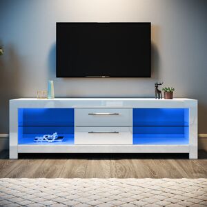 Elegant - tv Stand High Gloss Entire Front tv Cabinet 1600mm with Ambient Lights for 32 40 43 50 52 55 60 65 inch 4k tv Living Room and Bedroom