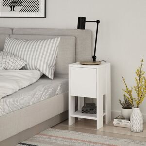 Decortie - Ema Modern Bedside Table White 30cm Width Bedroom Furniture - White