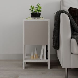 Decortie - Ema Modern Bedside Table Ancient White Mocha Grey 30cm Width Bedroom Furniture - Ancient White - Mocha Grey