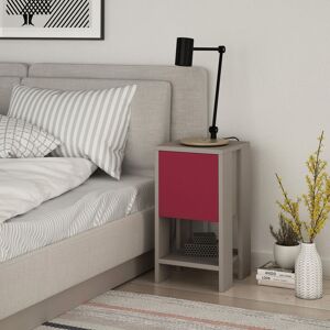 Decortie - Ema Modern Bedside Table Mocha Grey Burgundy 30cm Width Bedroom Furniture - Mocha Grey - Burgundy