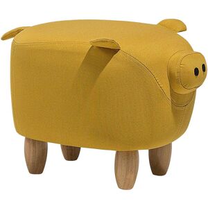 BELIANI Modern Fabric Stool Solid Wood Legs Animal Footrest Yellow Piggy - Yellow