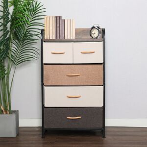 PULUOMIS Fabric Chest of Drawers, Storage Dresser, Organizer Unit, with Wood Top & Metal Frame, for Bedroom, Living Room, Nursery Room, Hallway, 5 Drawers, 4