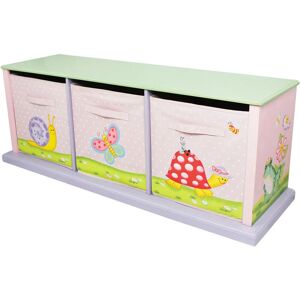 Teamson Kids - Fantasy Fields Magic Garden Kids Wooden Storage Canvas Drawers Toy Box TD-0132A - Pink