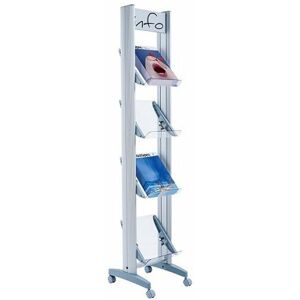 Fast Pape Cone Mobile Liteatue Display 4 Shelves Gey - Grey - Fast Paper