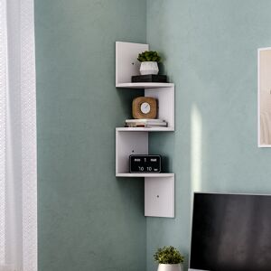 Livingandhome - 3 Tier Floating Wall Corner Shelves Display Storage Rack, White