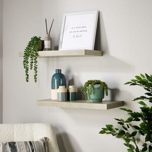 cloud Pair Floating Wall Mounted Storage Shelf Wooden 60cm dvd Bookshelves Grey Oak - Grey Oak