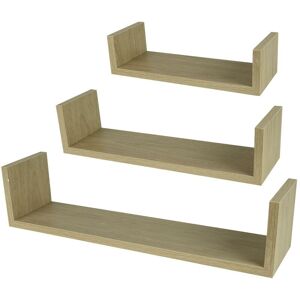 ASAB 3Pcs Heavy Duty Shelf Brackets U Shaped Floating Wall Shelves Wooden Display