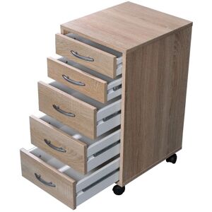 Berkfield Home - fmd Mobile 5 Drawer Cabinet Oak