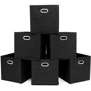 FAMIHOLLD Foldable Fabric Storage Bins Set of 6 Cubby Cubes with Handles Black