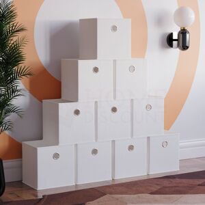 Home Discount - Foldable Storage Box Basket Cube Storage Bookcase Fabric Boxes, White-10-Baskets