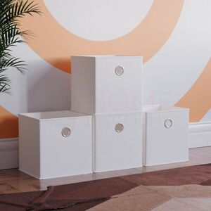 Home Discount - Foldable Storage Box Basket Cube Storage Bookcase Fabric Boxes, White-4-Baskets