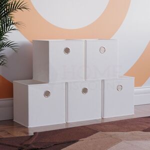 Home Discount - Foldable Storage Box Basket Cube Storage Bookcase Fabric Boxes, White-5-Baskets