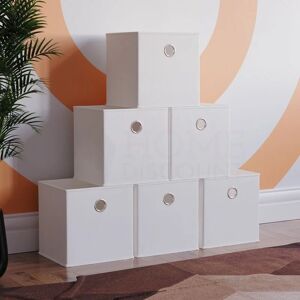 Home Discount - Foldable Storage Box Basket Cube Storage Bookcase Fabric Boxes, White-6-Baskets