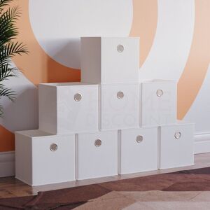 HOME DISCOUNT Foldable Storage Box Basket Cube Storage Bookcase Fabric Boxes, White-8-Baskets