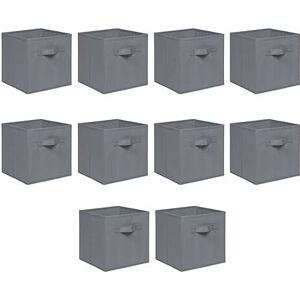 NICEME Foldable Storage Boxes,Non-Woven Fabric Storage Box Set,Storage Drawers for Cube Storage Unit,26.5x26.5x28 cm (Grey, Set of 10)