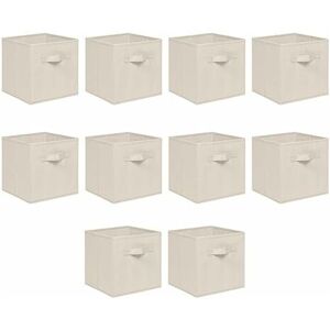 NICEME Foldable Storage Boxes,Non-Woven Fabric Storage Box Set,Storage Drawers for Cube Storage Unit,26.5x26.5x28 cm (Beige, Set of 10)