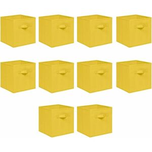 NICEME Foldable Storage Boxes,Non-Woven Fabric Storage Box Set,Storage Drawers for Cube Storage Unit,26.5x26.5x28 cm (Bright Yellow, Set of 10)