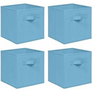 NICEME Foldable Storage Boxes,Non-Woven Fabric Storage Box Set,Storage Drawers for Cube Storage Unit,26.5x26.5x28 cm (Light Blue, Set of 4)