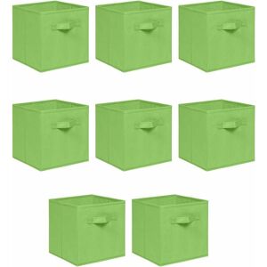 NICEME Foldable Storage Boxes,Non-Woven Fabric Storage Box Set,Storage Drawers for Cube Storage Unit,26.5x26.5x28 cm (Green, Set of 8)