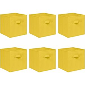 NICEME Foldable Storage Boxes,Non-Woven Fabric Storage Box Set,Storage Drawers for Cube Storage Unit,26.5x26.5x28 cm (Bright Yellow, Set of 6)