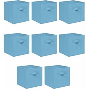 NICEME Foldable Storage Boxes,Non-Woven Fabric Storage Box Set,Storage Drawers for Cube Storage Unit,26.5x26.5x28 cm (Light Blue, Set of 8)