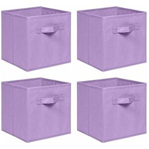 NICEME Foldable Storage Boxes,Non-Woven Fabric Storage Box Set,Storage Drawers for Cube Storage Unit,26.5x26.5x28 cm (Light Purple, Set of 4)