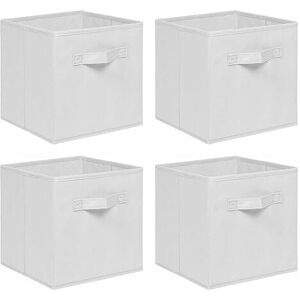 NICEME Foldable Storage Boxes,Non-Woven Fabric Storage Box Set,Storage Drawers for Cube Storage Unit,26.5x26.5x28 cm (Off White, Set of 4)