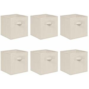 Niceme - Foldable Storage Boxes,Non-Woven Fabric Storage Box Set,Storage Drawers for Cube Storage Unit,26.5x26.5x28 cm (Beige, Set of 6)